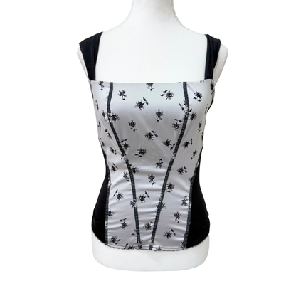 Lovable Gray Floral Mesh Cami