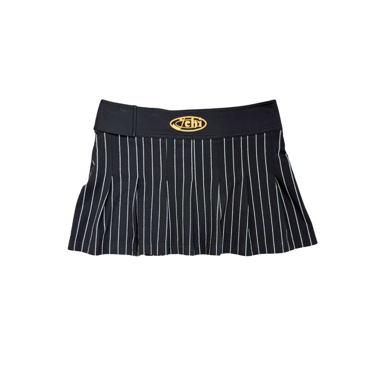 Ichi Black Striped Mini Skirt