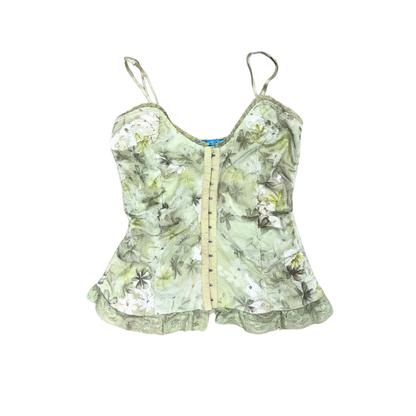Sakura Green Floral Corset Cami