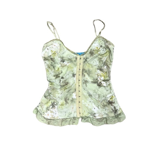 Sakura Green Floral Corset Cami