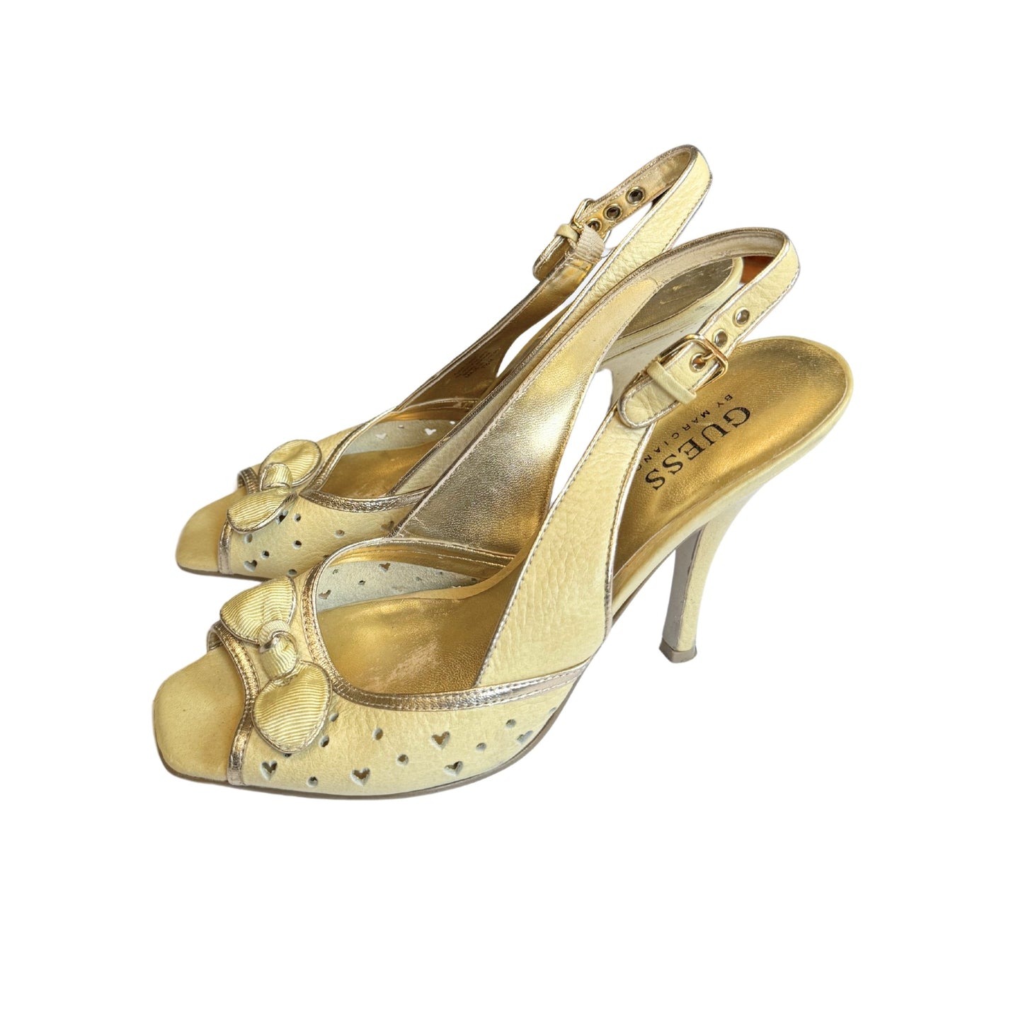 Vintage 2000s Y2k Guess Butter Yellow Slingback Pumps