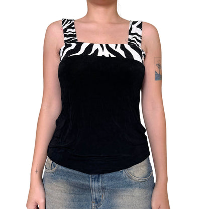 Vintage 2000s Y2k Slinky Zebra Print Tank Top