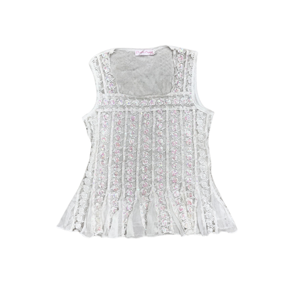 Pretty Angel White Sequin Mesh Top