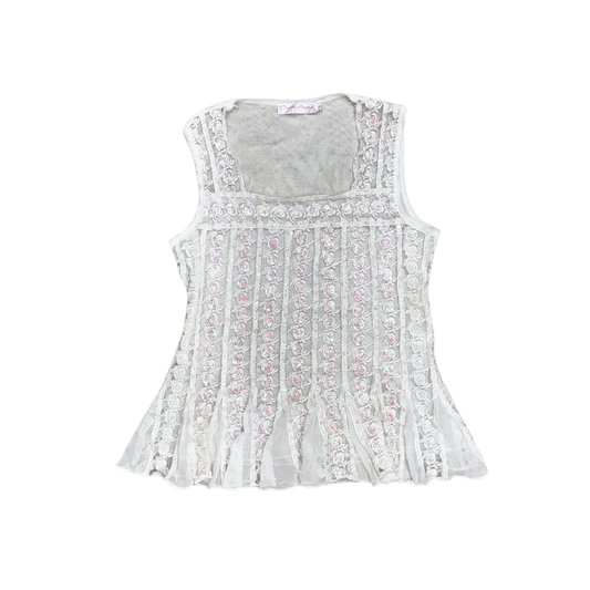 Pretty Angel White Sequin Mesh Top