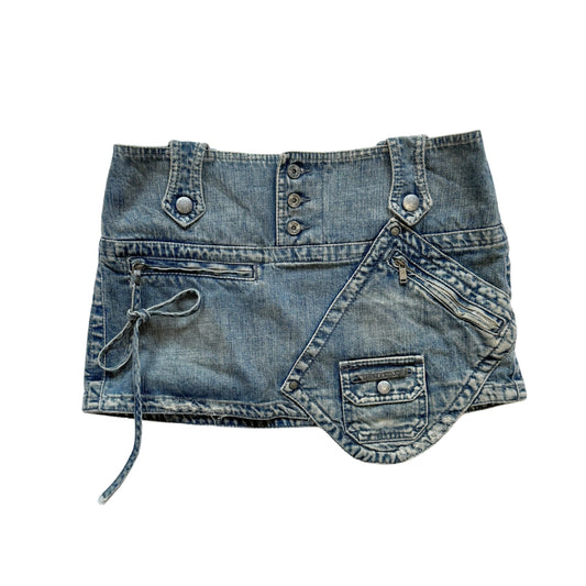 Vintage 2000s Y2k Diesel Oversized Pocket Denim Mini Skirt