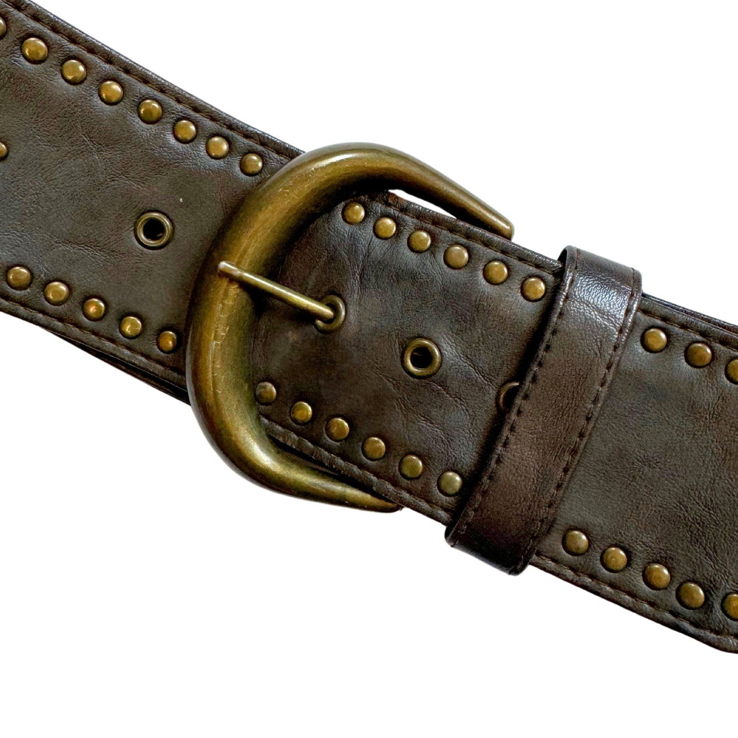 Vintage 2000s Y2k Brown Leather Studded Belt