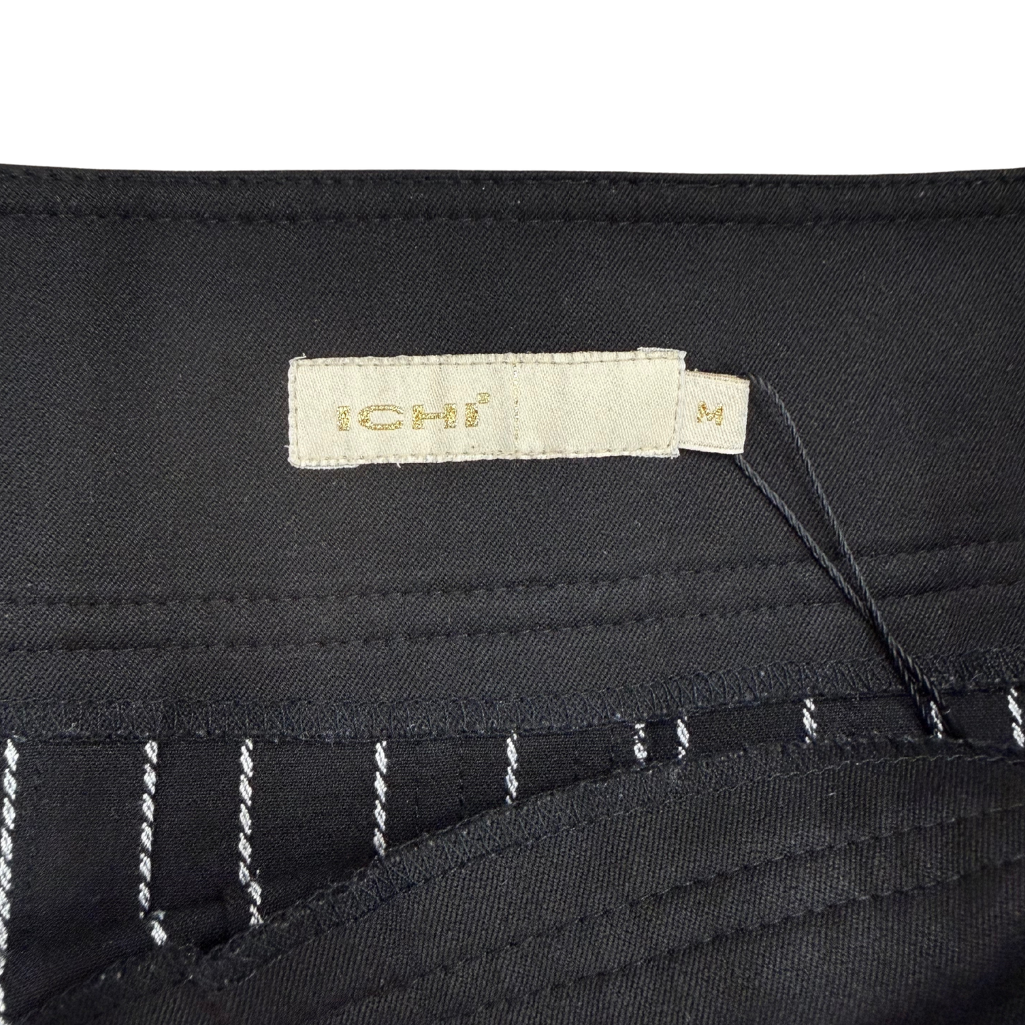 Ichi Black Striped Mini Skirt