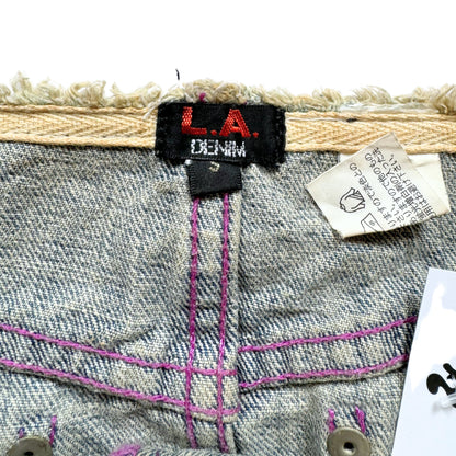 Vintage 2000s Y2k L.A Denim Mini Skirt With Patches