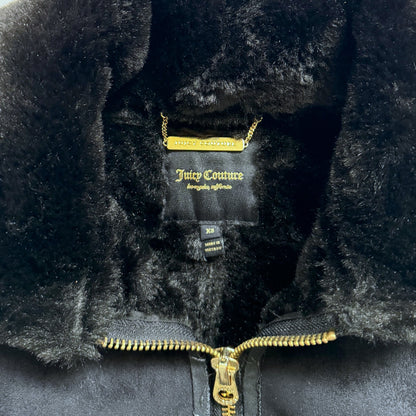 Vintage 2000s Y2k Juicy Couture Black Faux Shearling Jacket