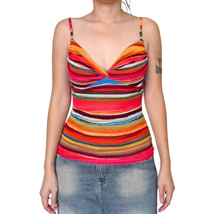 Vintage 2000s Y2k Moda International Multicolor Cami