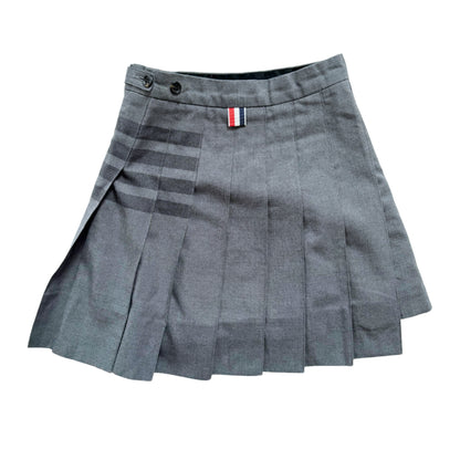 Vintage 2000s Y2k Thom Browne 4-Bar Pleated Mini Skirt Wool Grey
