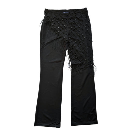 Vintage 2000s Y2k Tendency Black Trouser With Beaded Sarong
