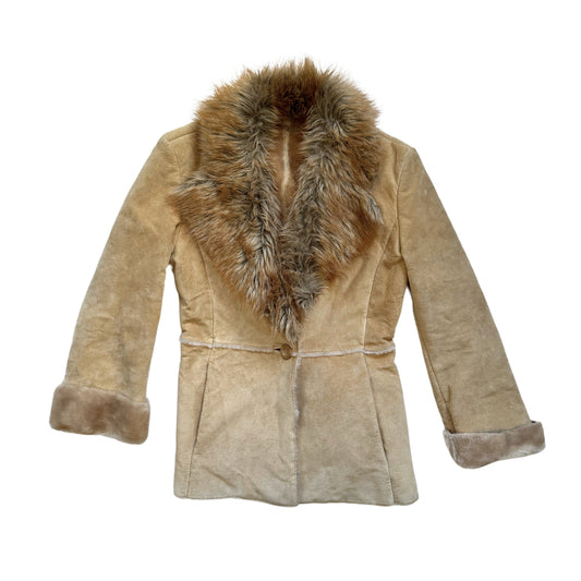 Vintage 2000s Y2k Guess Fur Lined Beige Jacket