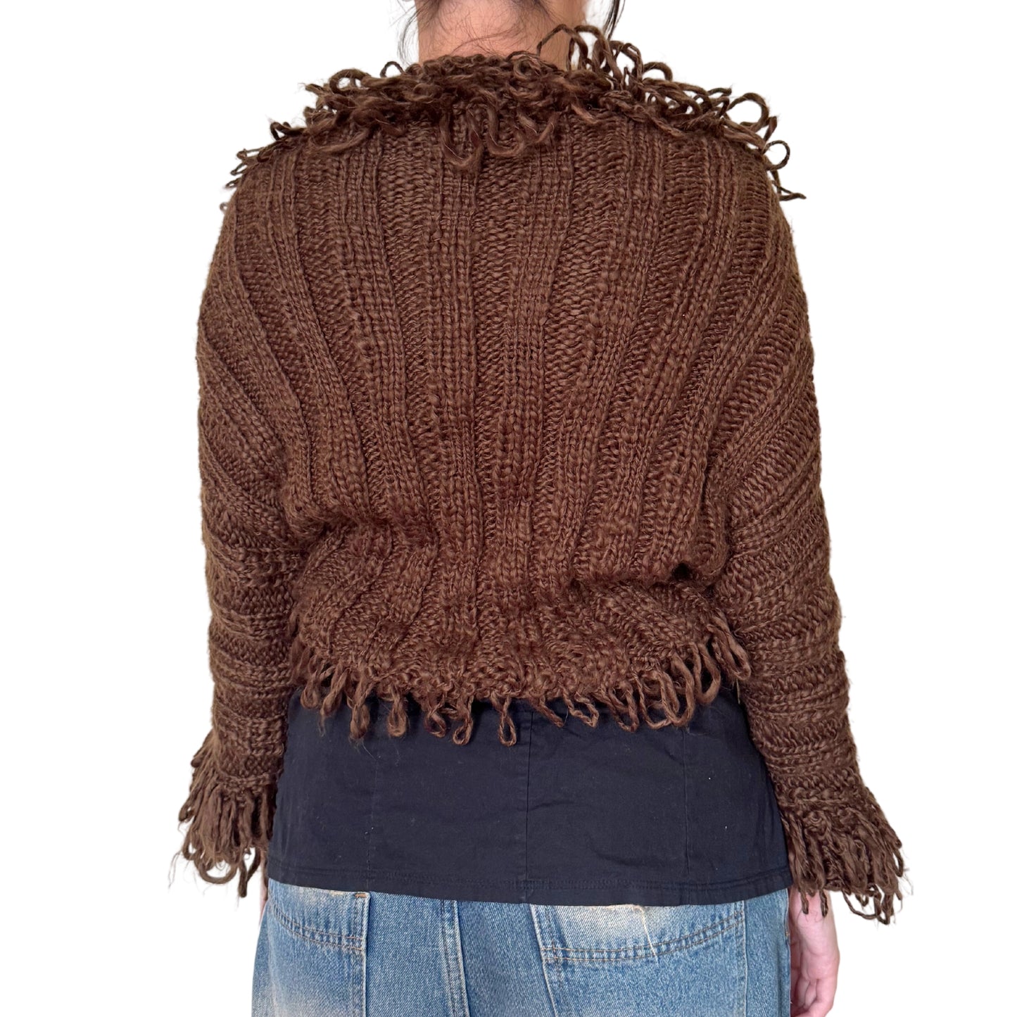 Vintage 2000s Y2k Shine Brown Knitted Bolero