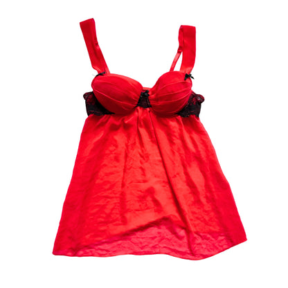 Vintage 2000s Y2k Red Bustier Baby Doll