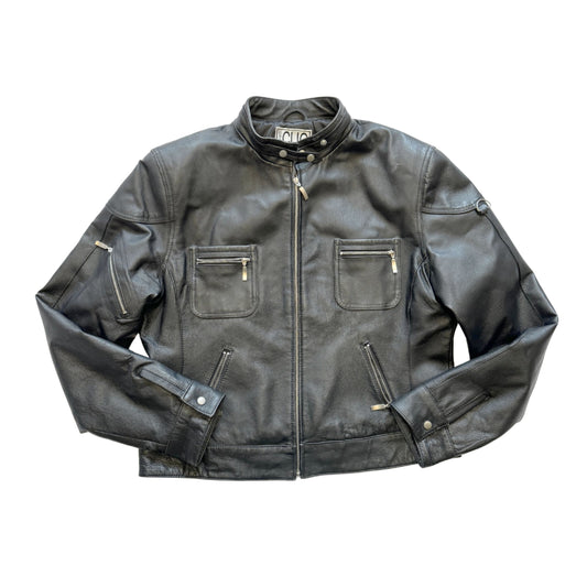 Vintage 2000s Y2k Clio Black Leather Jacket