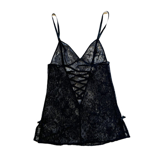 Vintage 2000s Y2k Victoria's Secret Black Lace Slip Dress