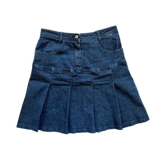 Vintage 2000s Y2k Kenzo Denim Pleated Mini Skirt