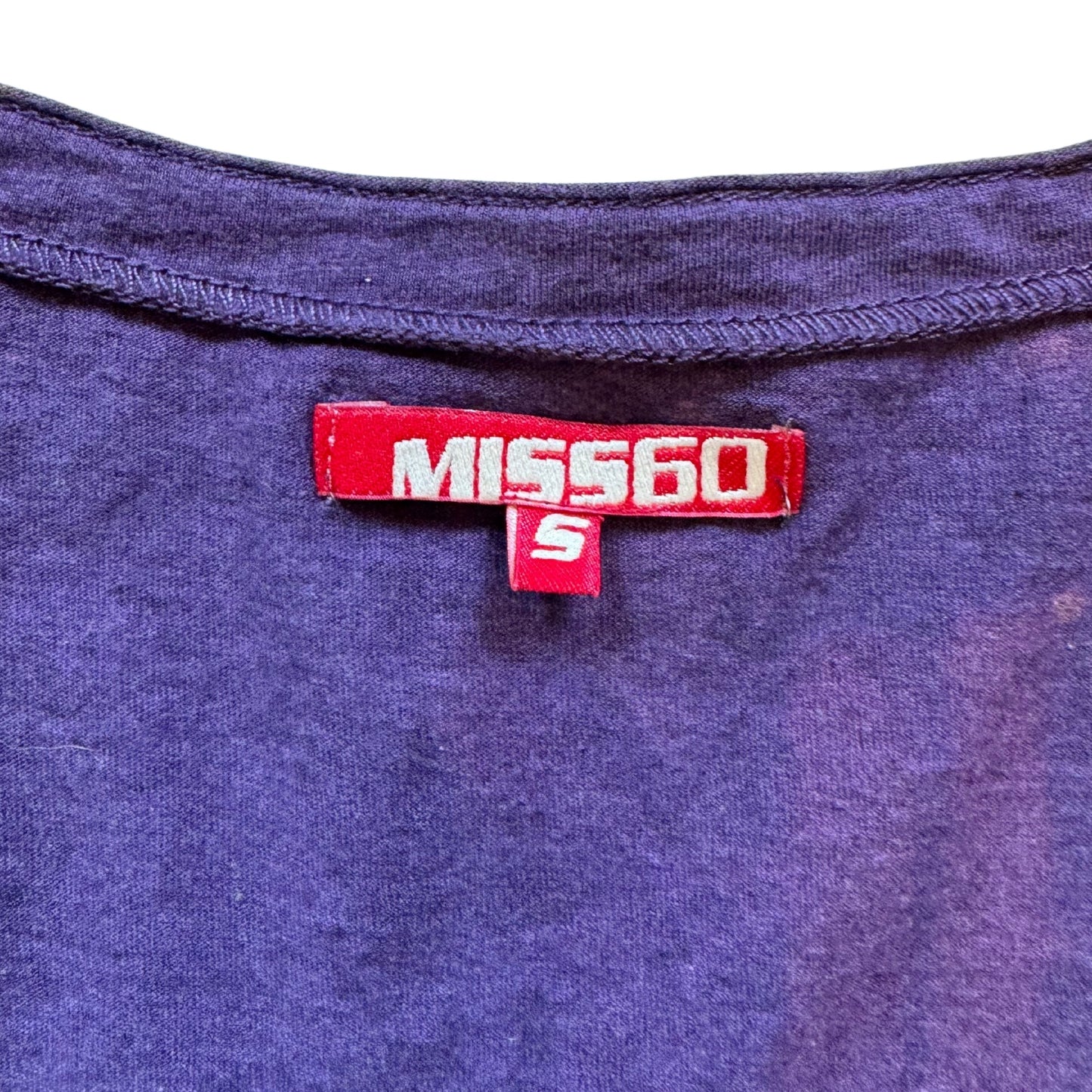 Vintage 2000s Y2k Miss Sixty Purple Velvet Details T Shirt