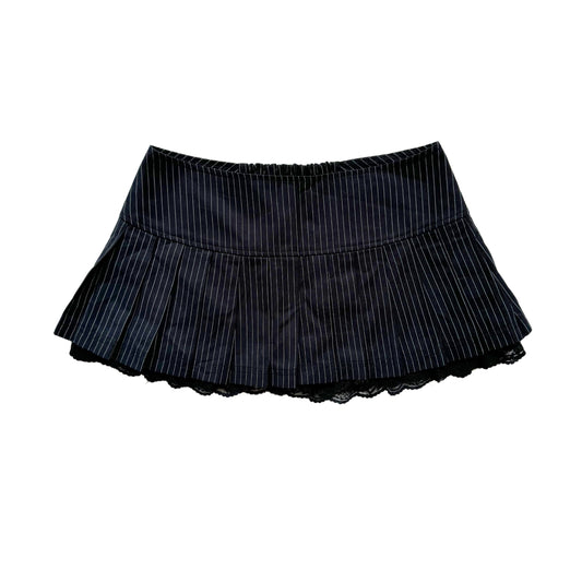 Y2k Black Pinstriped Pleated Mini Skirt
