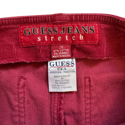 Vintage 2000s Y2k Guess Jeans Red Corduroy Flare Pant