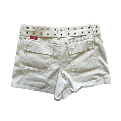 Vintage 2000s Y2k Mudd Cream Belted Shorts