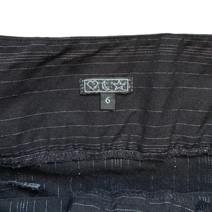 Vintage 2000s Y2k Heart Moon Star Black Pinstripes Mini Skirt