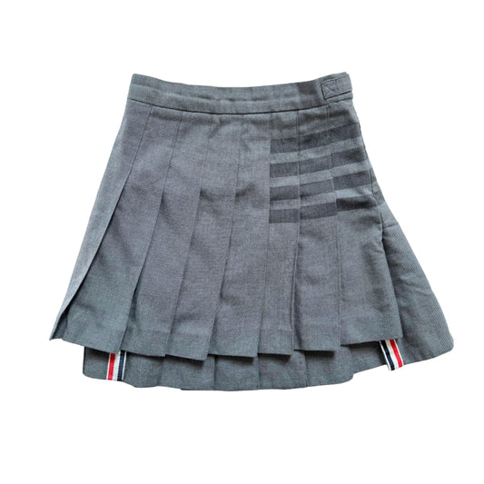 Vintage 2000s Y2k Thom Browne 4-Bar Pleated Mini Skirt Wool Grey