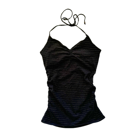 Vintage 2000s Y2k Express Black Pinstripe Halter Top