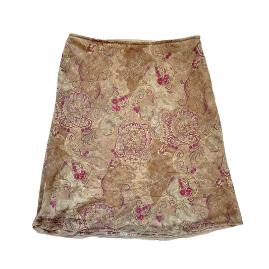 Vintage 2000s Y2k Old Navy Brown Beige Paisley Midi Skirt