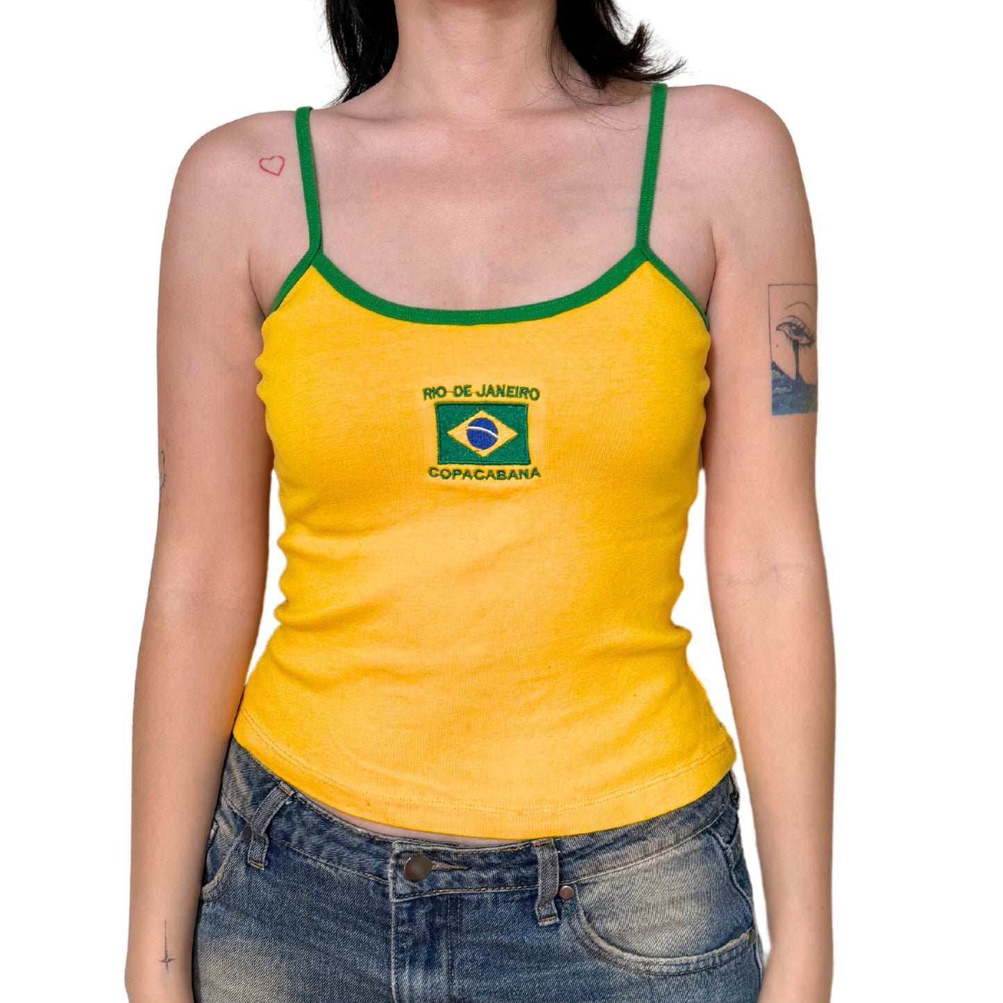 Vintage 2000s Y2k Brazil Embroidered Graphic Tank Top