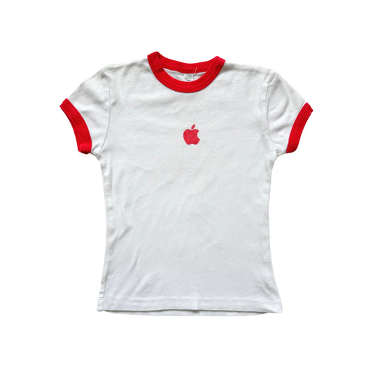 Vintage 2000s Y2k Apple White Baby Tee