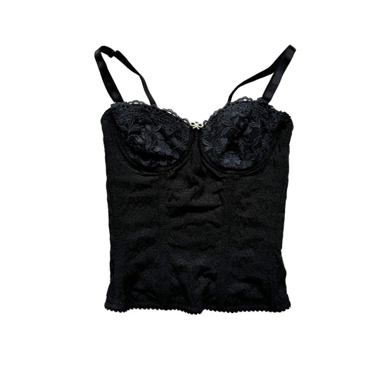 Vintage 2000s Y2k Black Lace Corset