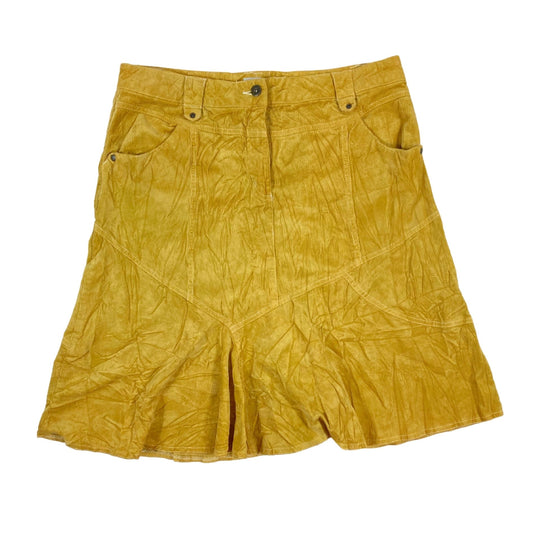 Vintage 2000s Y2k Heine Mustard Corduroy Midi Skirt