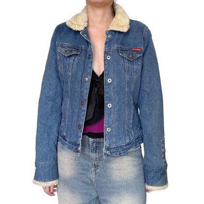 Vintage 2000s Y2k Roxy Denim Fur Lined Jacket