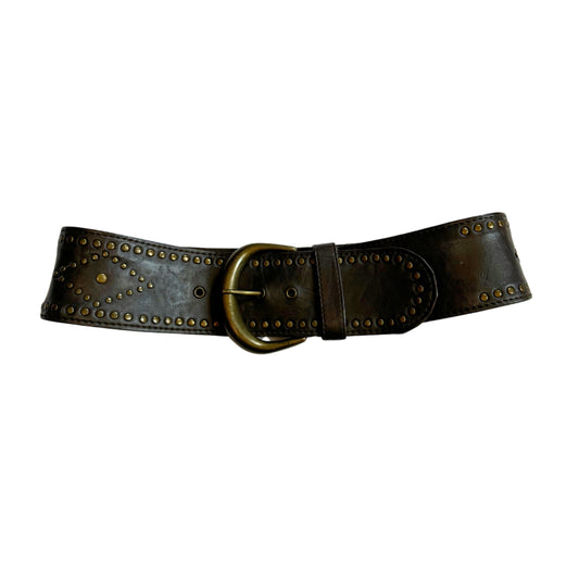 Vintage 2000s Y2k Brown Leather Studded Belt