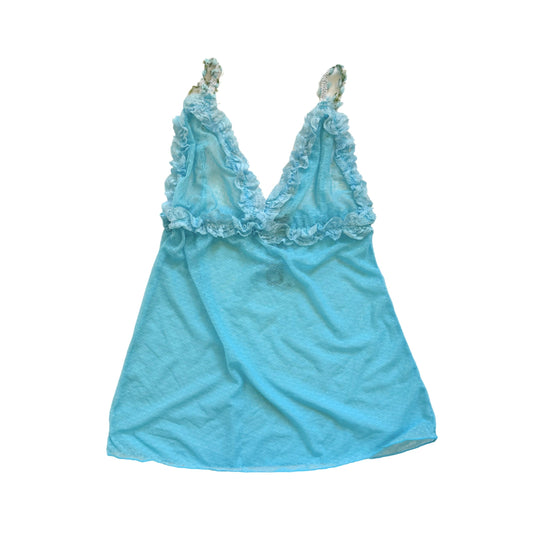 Vintage 2000s Y2k Leonie Blue Mesh Cami