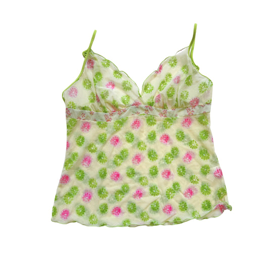 Vintage 2000s Y2k Trance Lime Fruit Mesh Cami