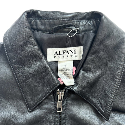 Vintage 2000s Y2k Alfani Petite Black Leather Jacket