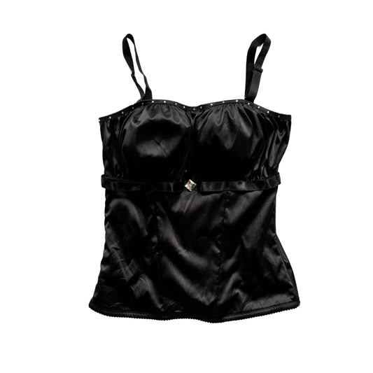 Vintage 2000s Y2k Modern Girl Black Satin Corset