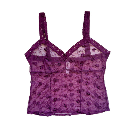 Vintage 2000s Y2k Hillard & Hanson Purple Lace Cami