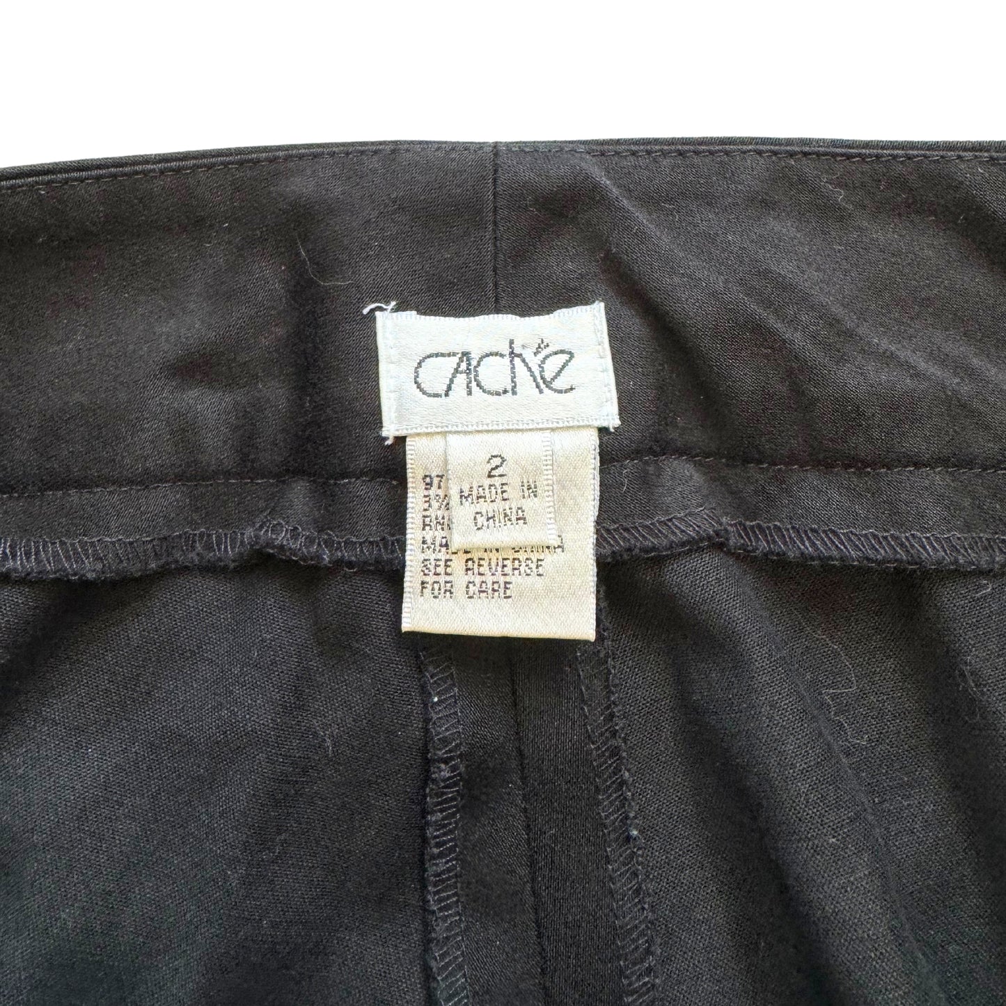 Vintage 2000s Y2k Cache Black Trouser With Beaded Floral Details