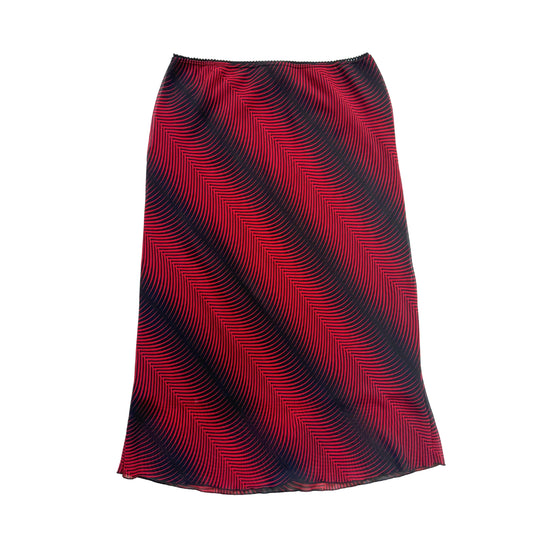 Vintage 2000s Y2k EXQUZ Black Red Maxi Skirt