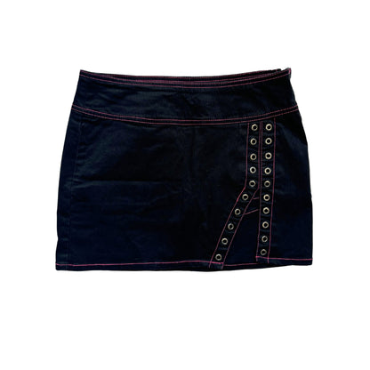 Vintage 2000s Y2k Rewind Girls Black Pink Stitches Mini Skirt