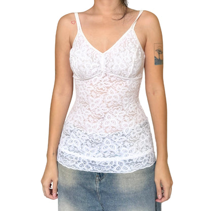 Vintage 2000s Y2k White Lace Cami