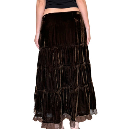 Vintage 2000s Y2k Carole Little Brown Maxi Skirt