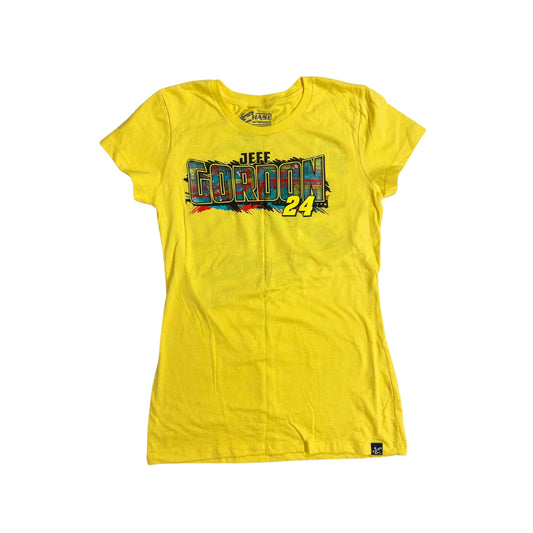 Vintage 2000s Y2k Nascar Yellow Graphic Tee