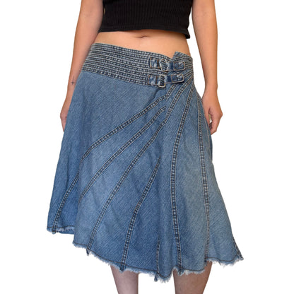 Vintage 2000s Y2k Roomates Denim Midi Skirt