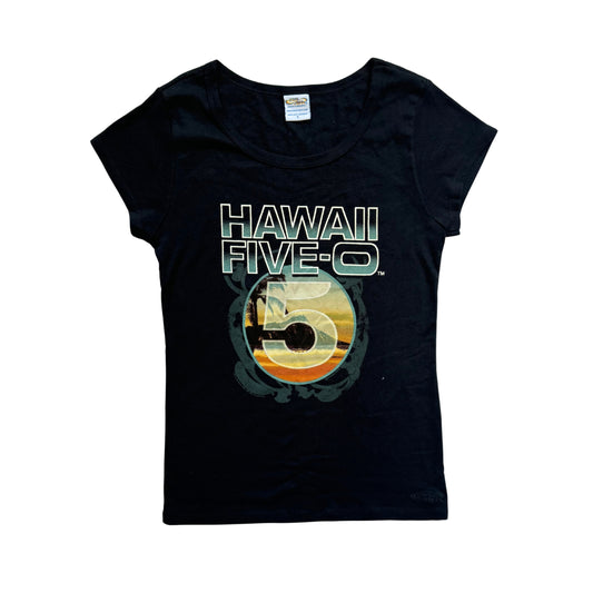 Vintage 2000s Y2k Hawaii Five-O Black Graphic Top